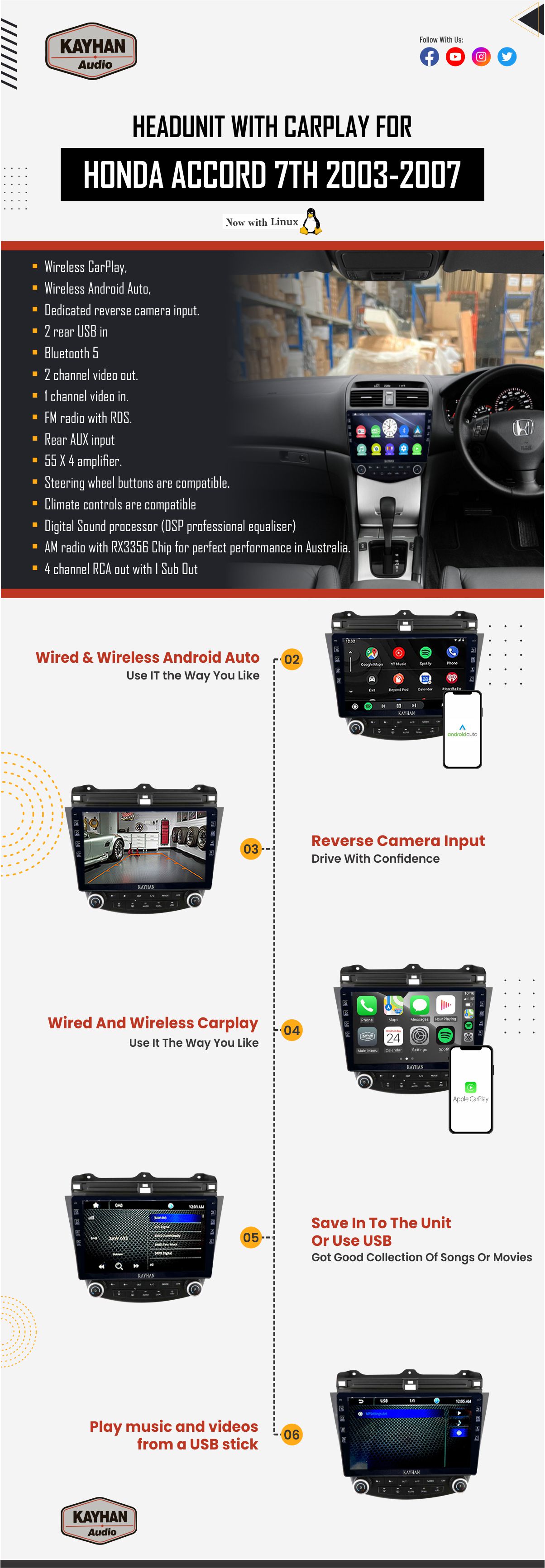 Headunit With Carplay For HONDA ACCORD 7TH | 2003-2007 | 10 INCH