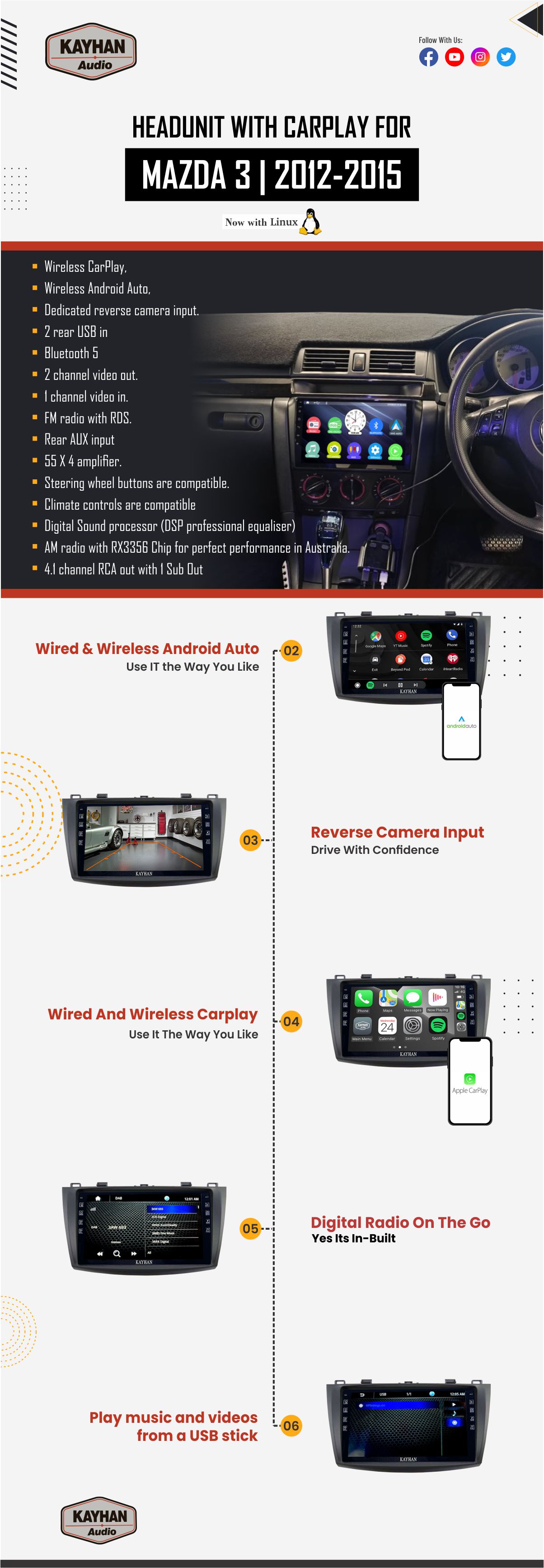 Headunit With Carplay For Mazda 3 | 2012-2015 | 9 INCH