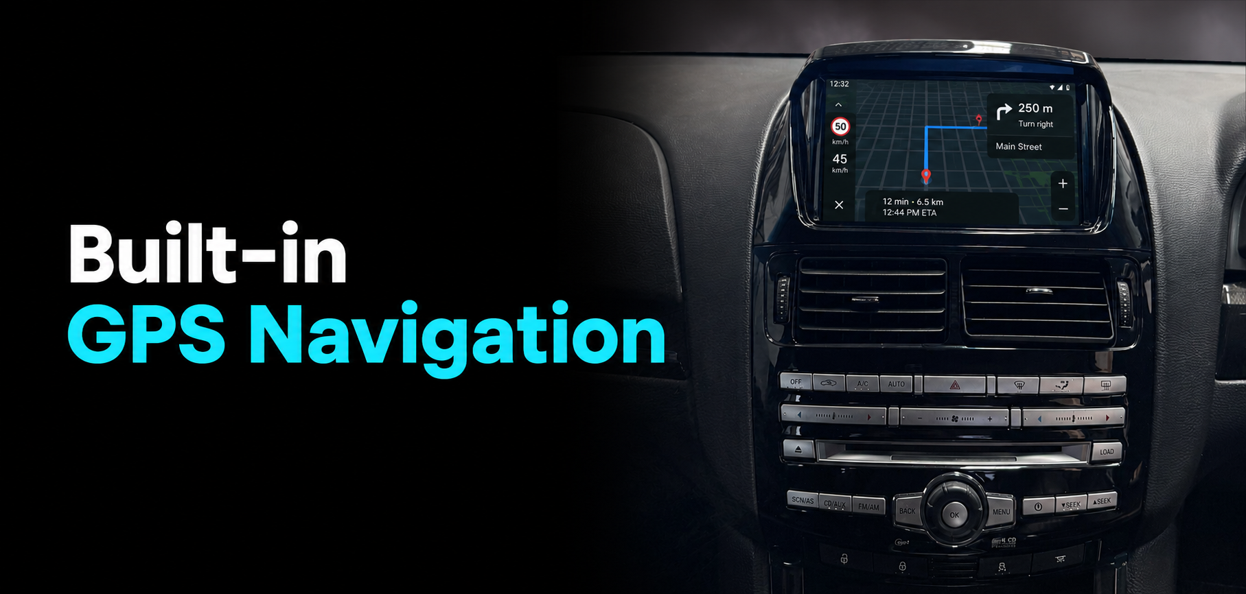 Built-in GPS navigation system on modern Android car stereo