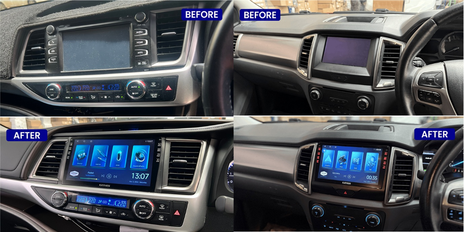 Old car upgraded with modern Android Auto infotainment system