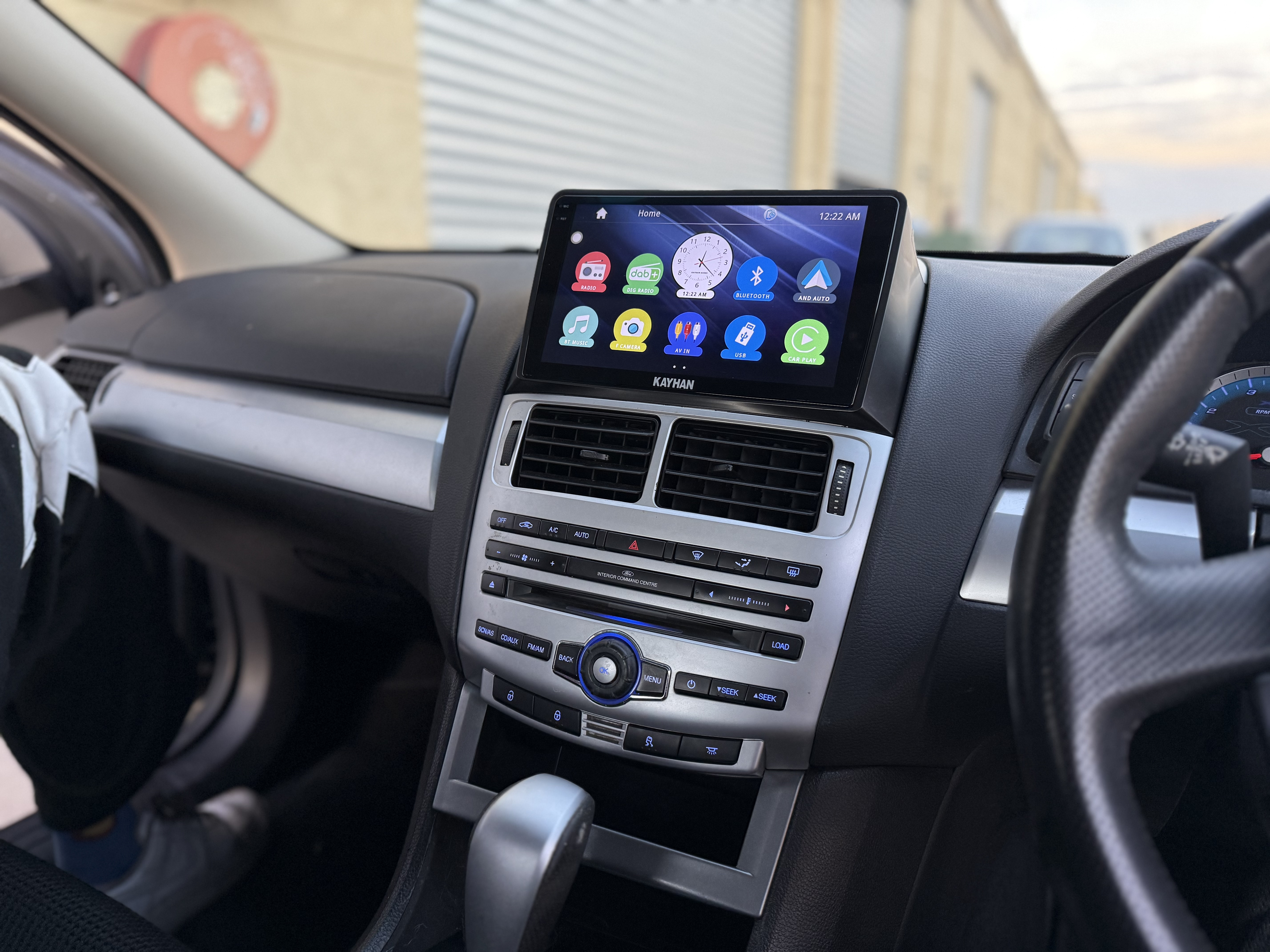 Customer using Kayhan Audio touchscreen head unit in Ford Falcon FG MK1 with Apple CarPlay phone interface