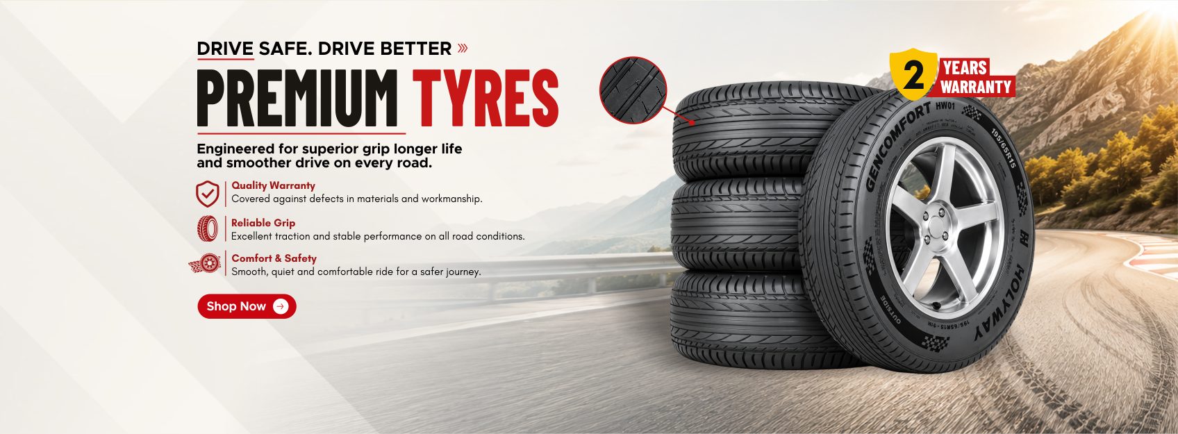 HOLYWAY GENCOMFORT HW01 premium tyres with 2-year warranty