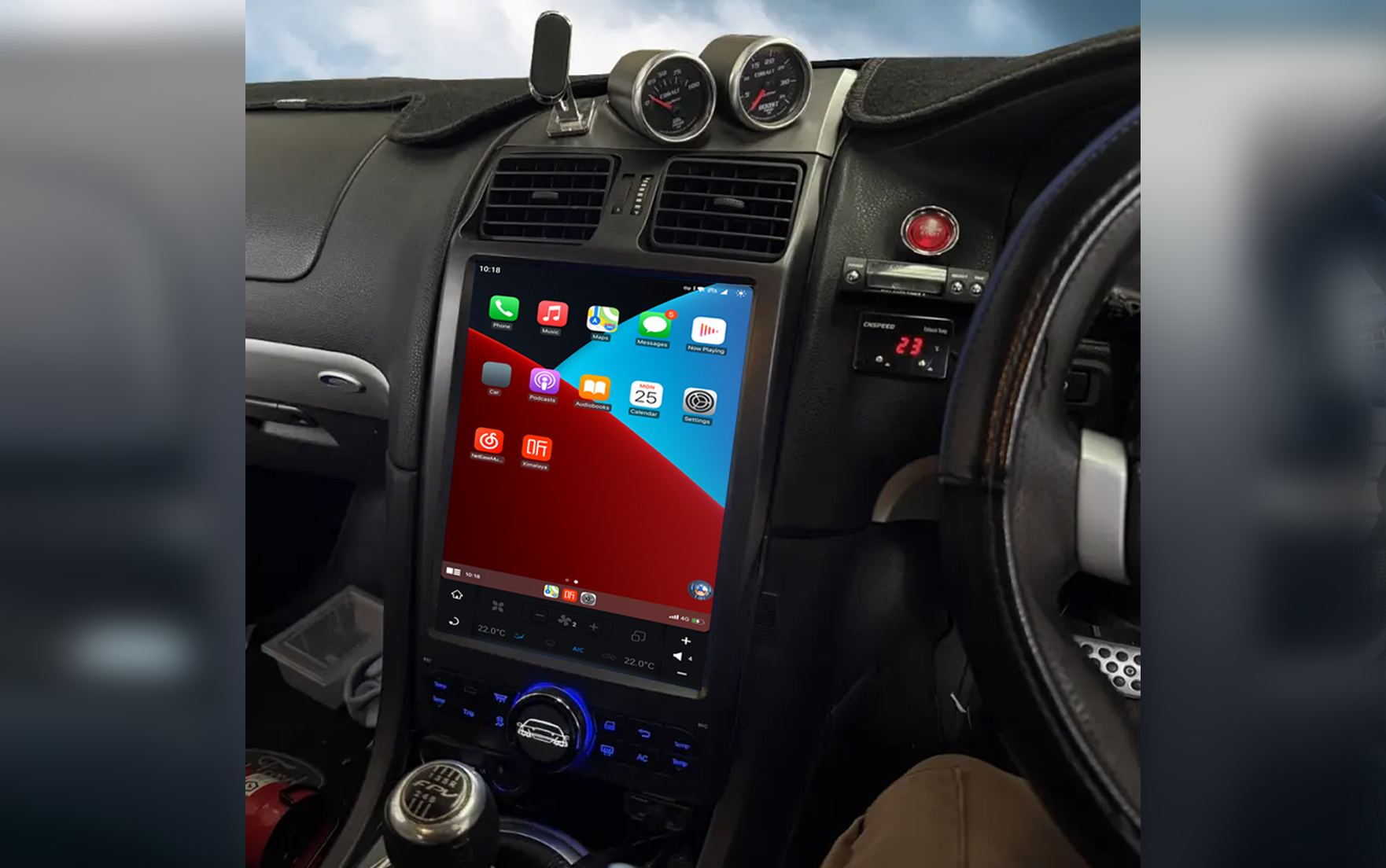 12.1 inch big screen car stereo installed in Ford BA BF Falcon dash